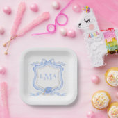 Preppy Wedgewood monogram Afstuderen Papieren Bordje (Feest)