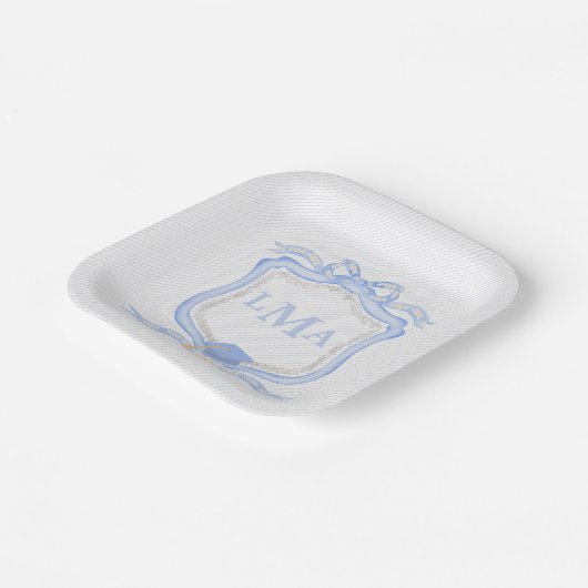 Preppy Wedgewood monogram Afstuderen Papieren Bordje (Gebogen)