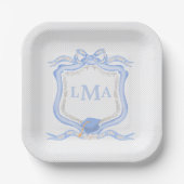 Preppy Wedgewood monogram Afstuderen Papieren Bordje (Voorkant)