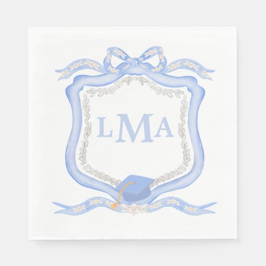 Preppy Wedgewood monogram Afstuderen Servet (Voorkant)