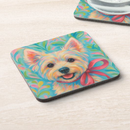 Preppy Westie Bier Onderzetter (Linkerzijde)