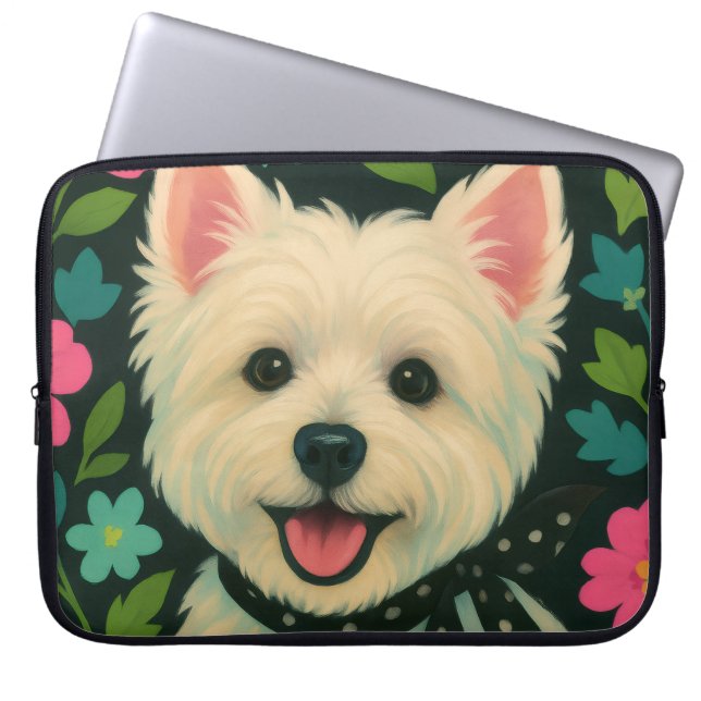 Preppy Westie Electronics Bag Laptop Mouw Laptop Sleeve (Voorkant)