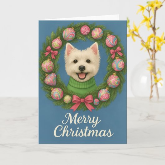 Preppy Westie Kaart (Gele Bloem)