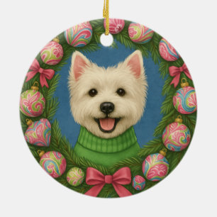 Preppy Westie Keramisch Ornament