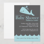 Preppy Whale Baby shower Invitation Kaart (Voorkant / Achterkant)