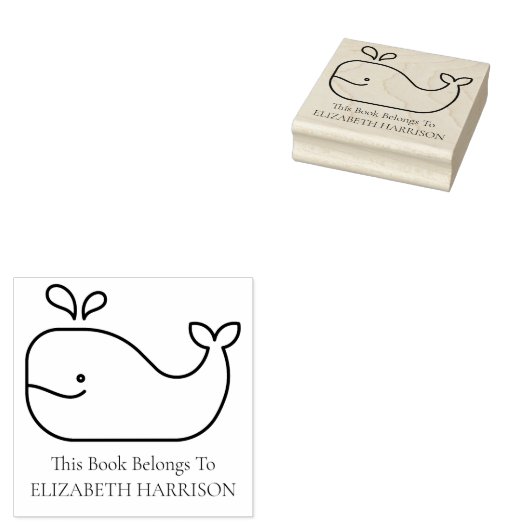 Preppy Whale gepersonaliseerd Rubberstempel (Gestempeld)