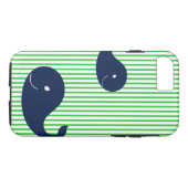 Preppy Whale Navy Green Stripe iPhone 7 hoesje  (Achterkant (Horizontaal))