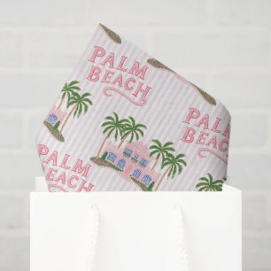 Preppy Whimsical Roze & Groen Palm Beach Tissuepapier