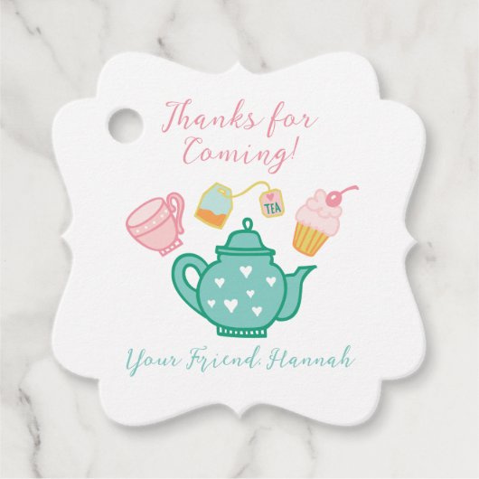 Preppy Whimsical Tea Party Bedankjes Labels (Voorkant)