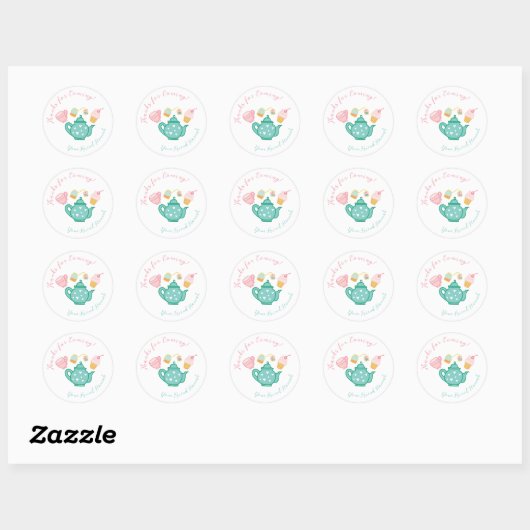 Preppy Whimsical Tea Party Ronde Sticker (Vel)