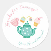 Preppy Whimsical Tea Party Ronde Sticker (Voorkant)