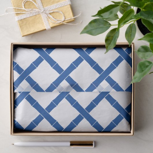 Preppy White en Blue Bamboo Pattern Tissuepapier (Geschenk)