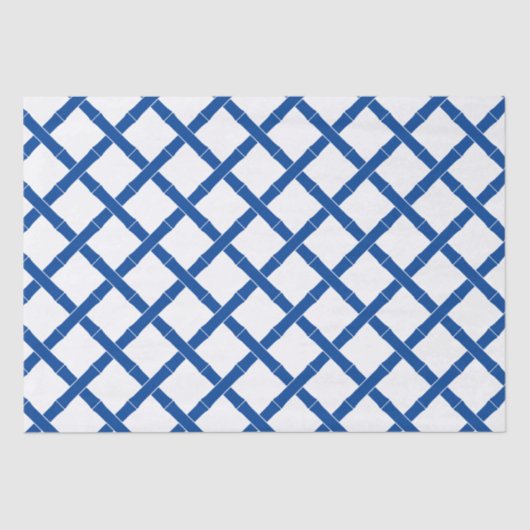 Preppy White en Blue Bamboo Pattern Tissuepapier (Voorkant)