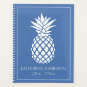Preppy White Pineapple on Blue Planner (Voorkant)