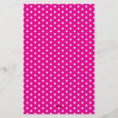 Preppy White Polka Dots op Helder Roze Monogram Briefpapier (Achterkant)