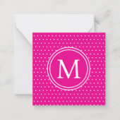 Preppy White Polka Dots op Helder Roze Monogram Notitiekaartje (Voorkant)