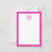 Preppy White Polka Dots op Helder Roze Monogram Notitiekaartje (Voorkant)