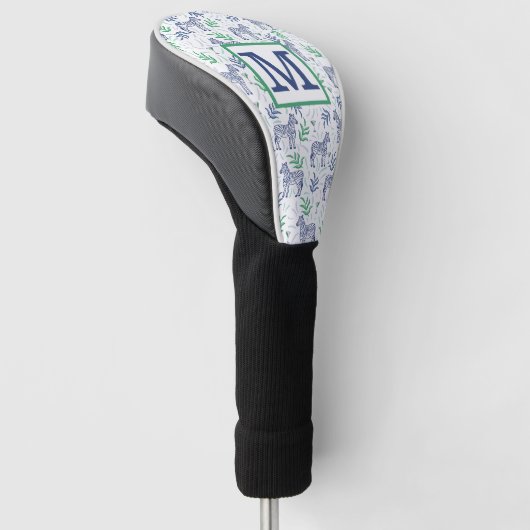 Preppy White Zebra Martini Monogram Golfheadcover (Schuin)