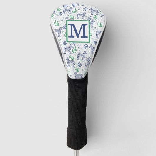 Preppy White Zebra Martini Monogram Golfheadcover (Voorkant)