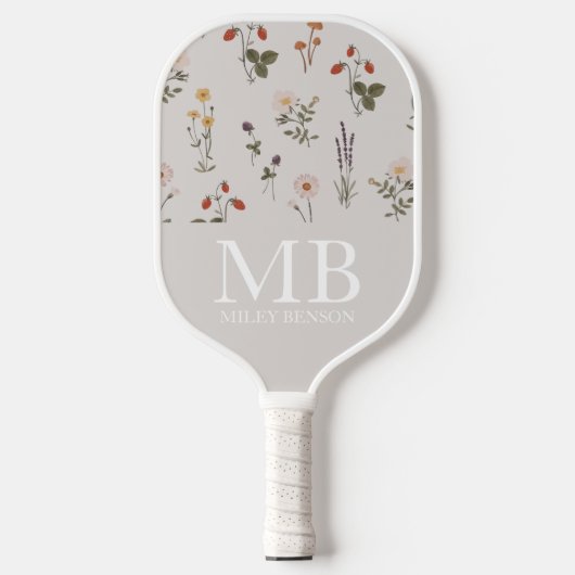 Preppy  Wildflower Patroon Monogram Pickleball Paddle (Voorkant)
