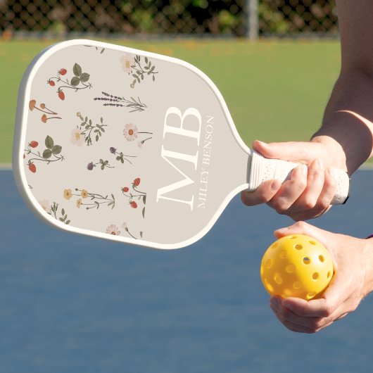 Preppy  Wildflower Patroon Monogram Pickleball Paddle