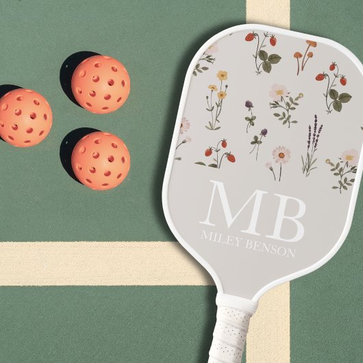 Preppy  Wildflower Patroon Monogram Pickleball Paddle