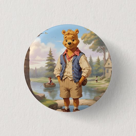 Preppy Winnie de Pooh 1 Ronde Button 3,2 Cm (Voorkant)