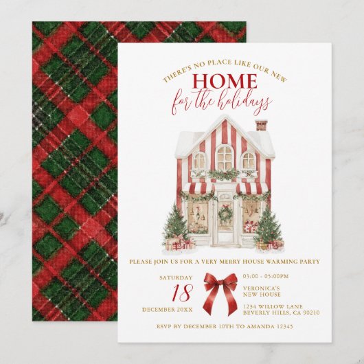 Preppy Winter Housewarming Feest Nieuw Thuis Kaart (Voorkant / Achterkant)