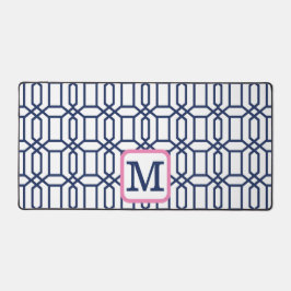 Preppy Wit Blauw Octagon Monogram Initiaal Bureaumat