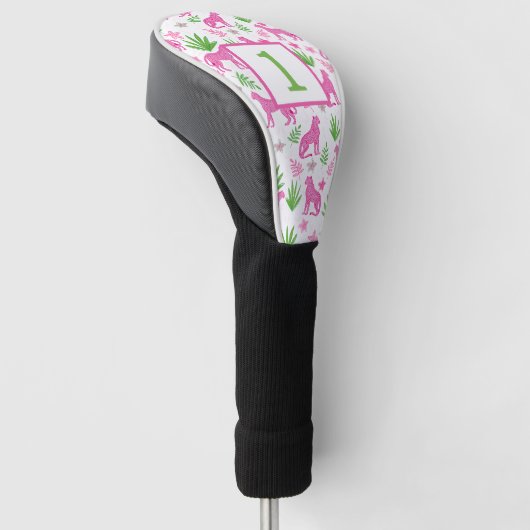 Preppy Wit Cheetah Custom Nummer Golfheadcover (Schuin)