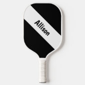 Preppy Wit op Zwarte Pickleball Paddle met Naam (Voorkant)