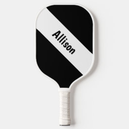 Preppy Wit op Zwarte Pickleball Paddle met Naam