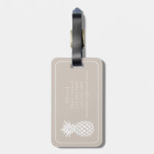 Preppy Witte Ananas op Beige Bagagelabel (Achterkant verticaal)