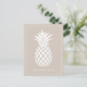 Preppy Witte Ananas op Beige Briefkaart (Staand voorkant)