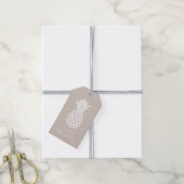Preppy Witte Ananas op Beige Cadeaulabel (Met Touw)