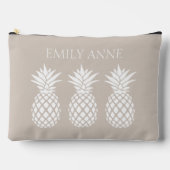 Preppy Witte Ananas op Beige Etui (Voorkant)