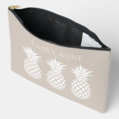 Preppy Witte Ananas op Beige Etui (Open)