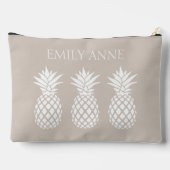 Preppy Witte Ananas op Beige Etui (Achterkant)