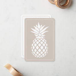 Preppy Witte Ananas op Beige Notitiekaartje