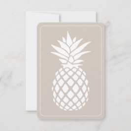 Preppy Witte Ananas op Beige Notitiekaartje