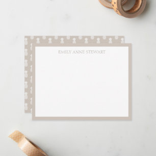Preppy Witte Ananas op Beige Notitiekaartje