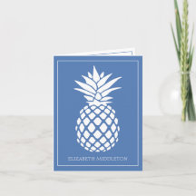 Preppy Witte Ananas op Blauwe Achtergrond