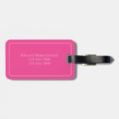 Preppy Witte Ananas op Roze Bagagelabel (Achterkant horizontaal)