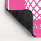 Preppy Witte Ananas op Roze Muismat (Hoek)
