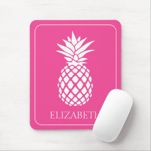 Preppy Witte Ananas op Roze Muismat