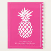 Preppy Witte Ananas op Roze Planner (Achterkant)
