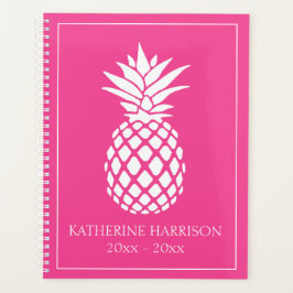 Preppy Witte Ananas op Roze Planner