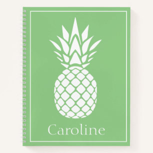 Preppy Witte Ananas op Saliegroen Notitieboek