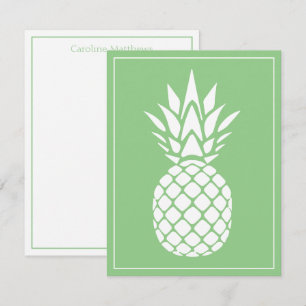 Preppy Witte Ananas op Saliegroen Notitiekaartje