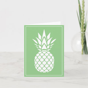 Preppy Witte Ananas op Saliegroen Notitiekaartje